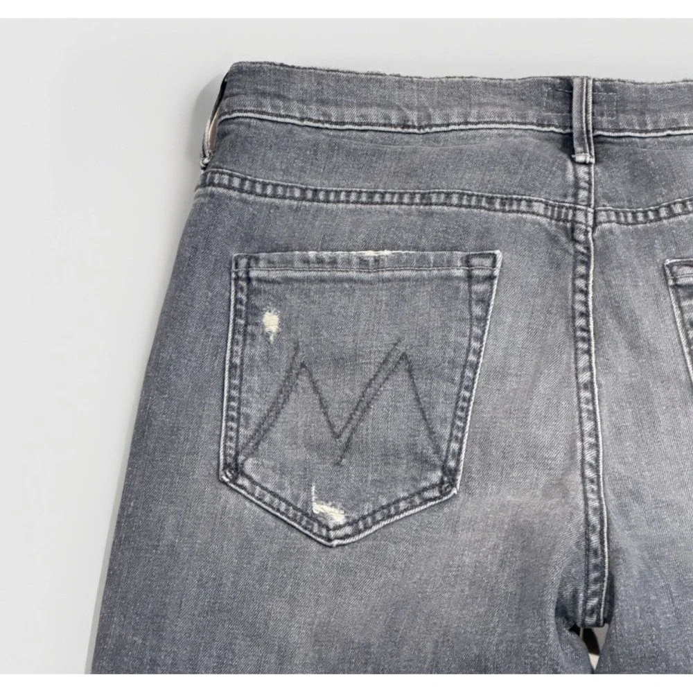 MOTHER The Insider Crop Step Fray Jeans Ace Of Spades Raw Hem Distressed Size 30